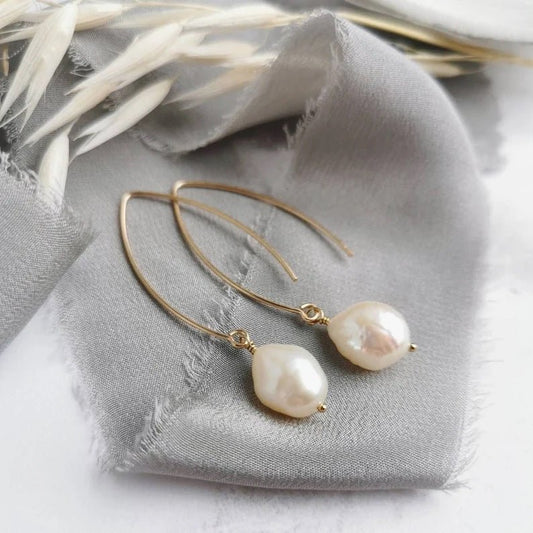 Ivory Baroque Pearl Gold - filled Earrings - Cat Birch - Beside The Wave