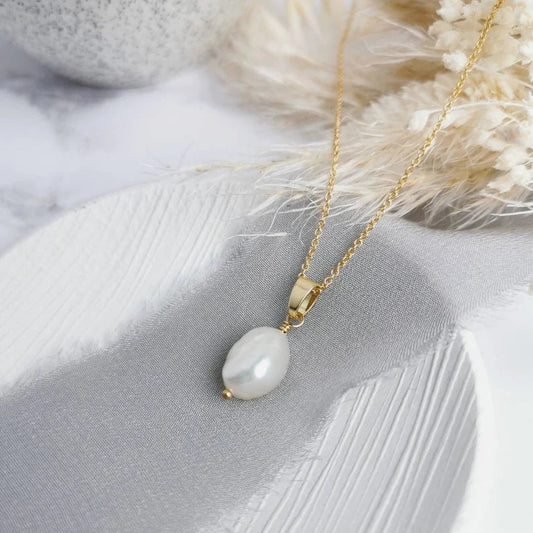 Ivory Baroque Pearl Gold - filled Necklace (Extender Chain) - Cat Birch - Beside The Wave
