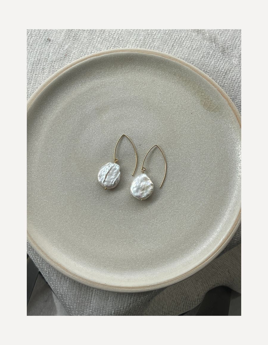 Ivory Coin Pearl Earrings - Cat Birch - Beside The Wave