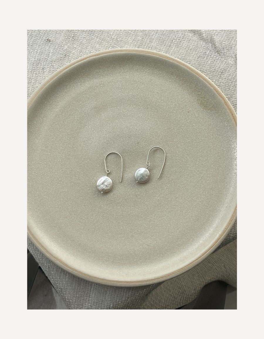 Ivory Coin Pearl Earrings - Cat Birch - Beside The Wave