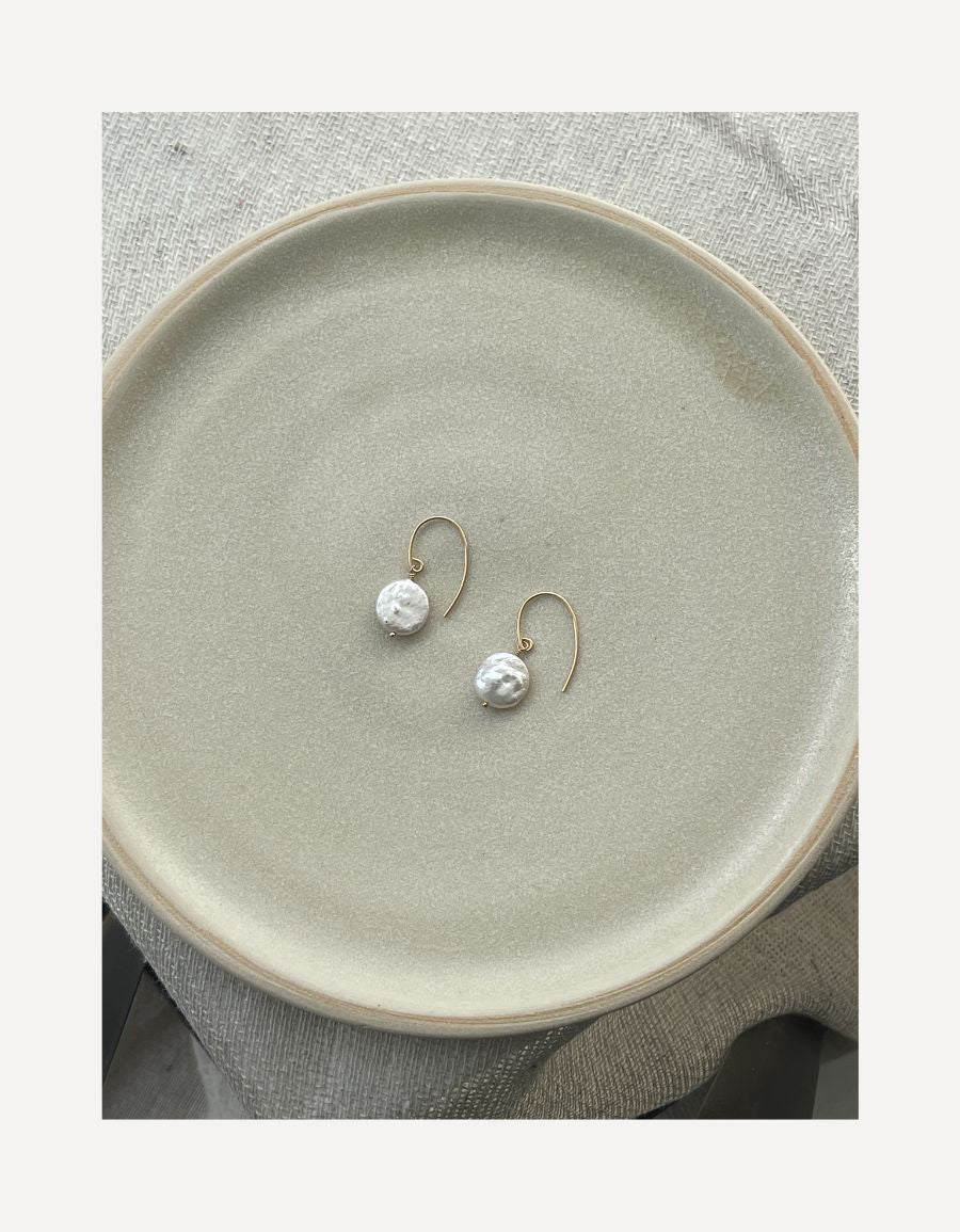 Ivory Coin Pearl Earrings - Cat Birch - Beside The Wave