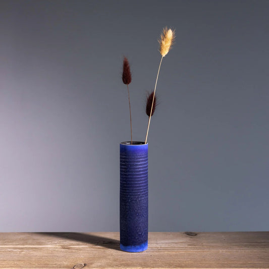 Land & Sky (Cobalt blue) Straight Vase - Steve Smith - Beside The Wave