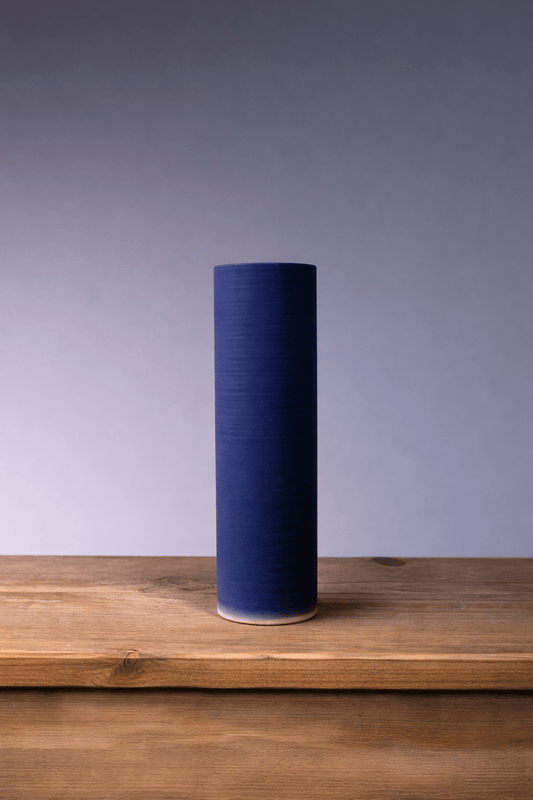 Land & Sky (Deep Blue) Straight Vase - Steve Smith - Beside The Wave
