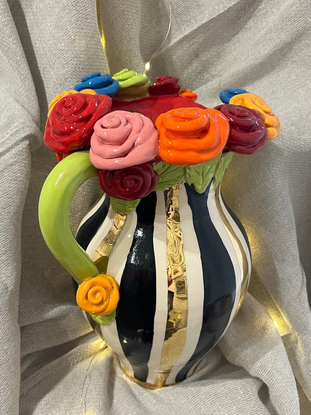 Large Jug (Rose Encrusted) - Mary - Rose Young - Beside The Wave