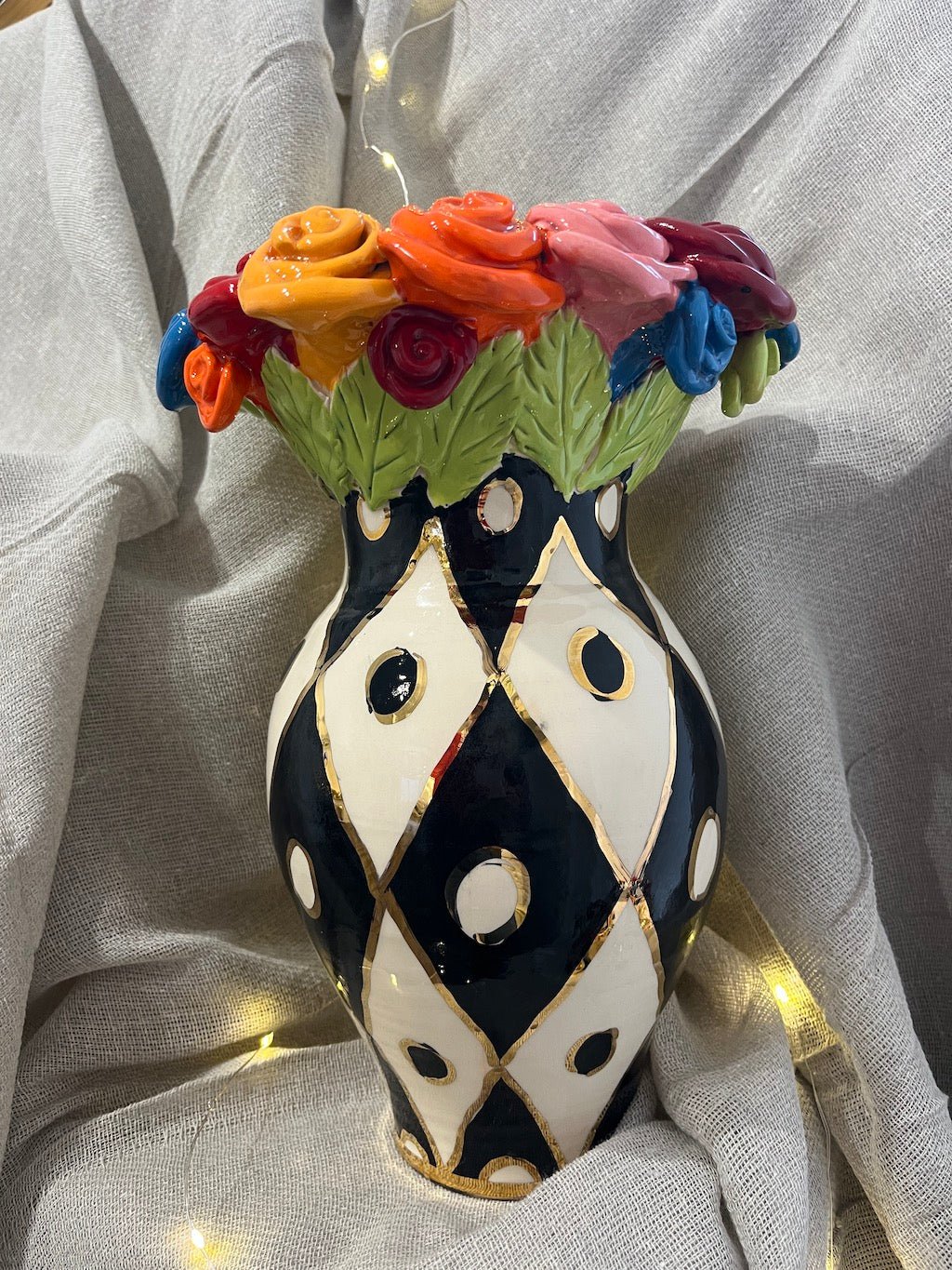 Large Multiflower Encrusted Vase - Mary - Rose Young - Beside The Wave