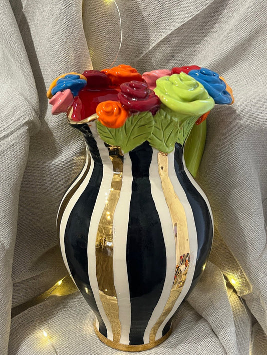 Large Rose Encrusted Jug - Mary - Rose Young - Beside The Wave