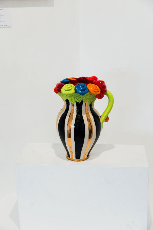 Large Rose Encrusted Jug - Mary - Rose Young - Beside The Wave