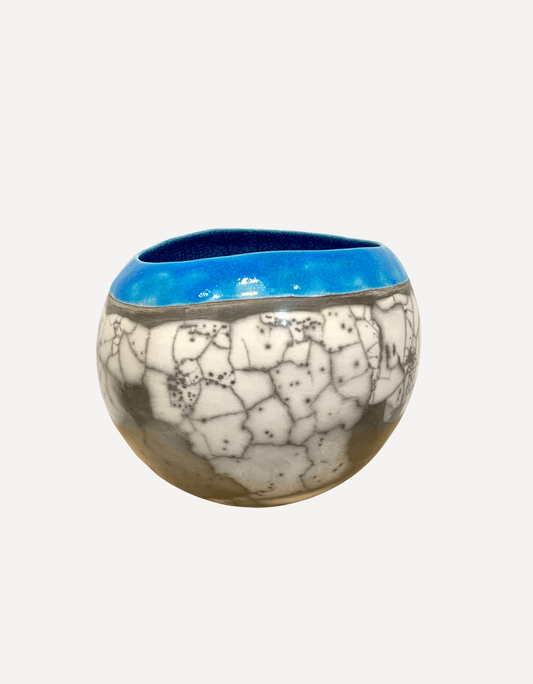 Large Round Turquoise Sea & Cliffs Pot - Catherine Lucktaylor - Beside The Wave