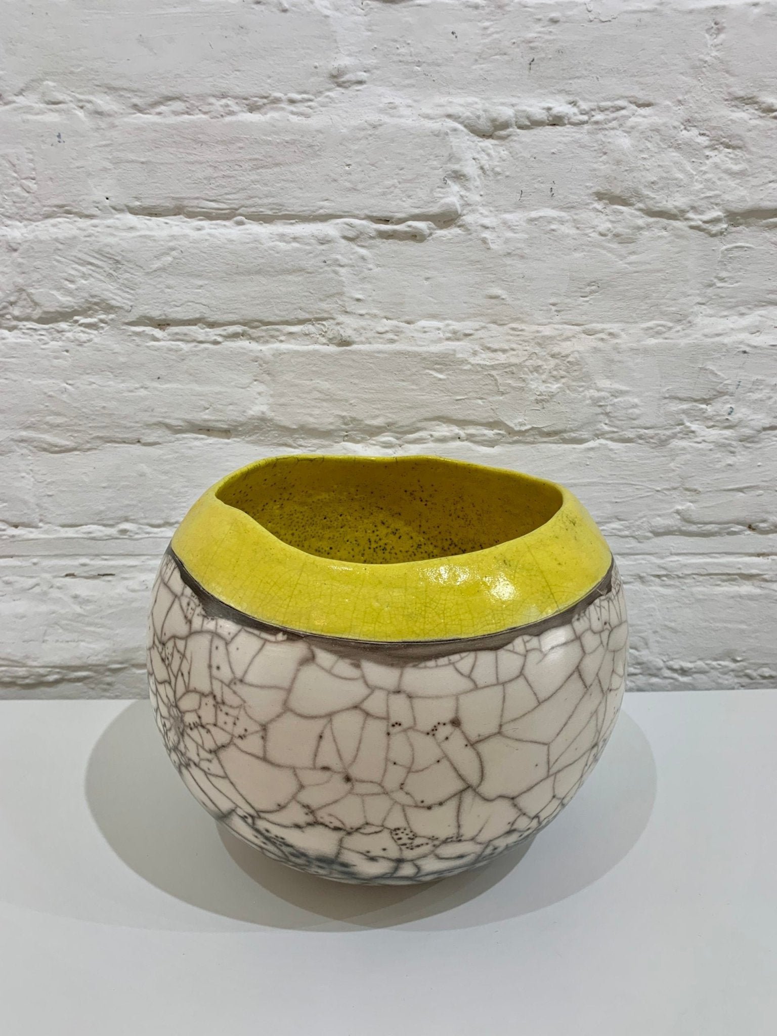 Large Round Yellow Sea & Cliffs Pot - Catherine Lucktaylor - Beside The Wave
