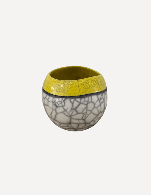 Large Round Yellow Sea & Cliffs Pot - Catherine Lucktaylor - Beside The Wave