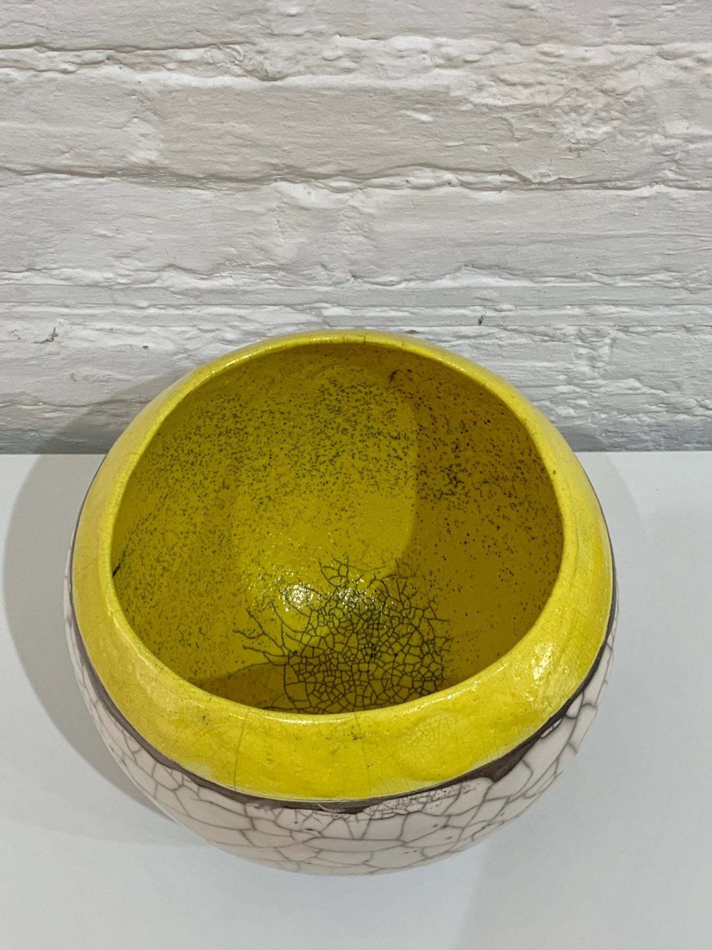 Large Round Yellow Sea & Cliffs Pot - Catherine Lucktaylor - Beside The Wave