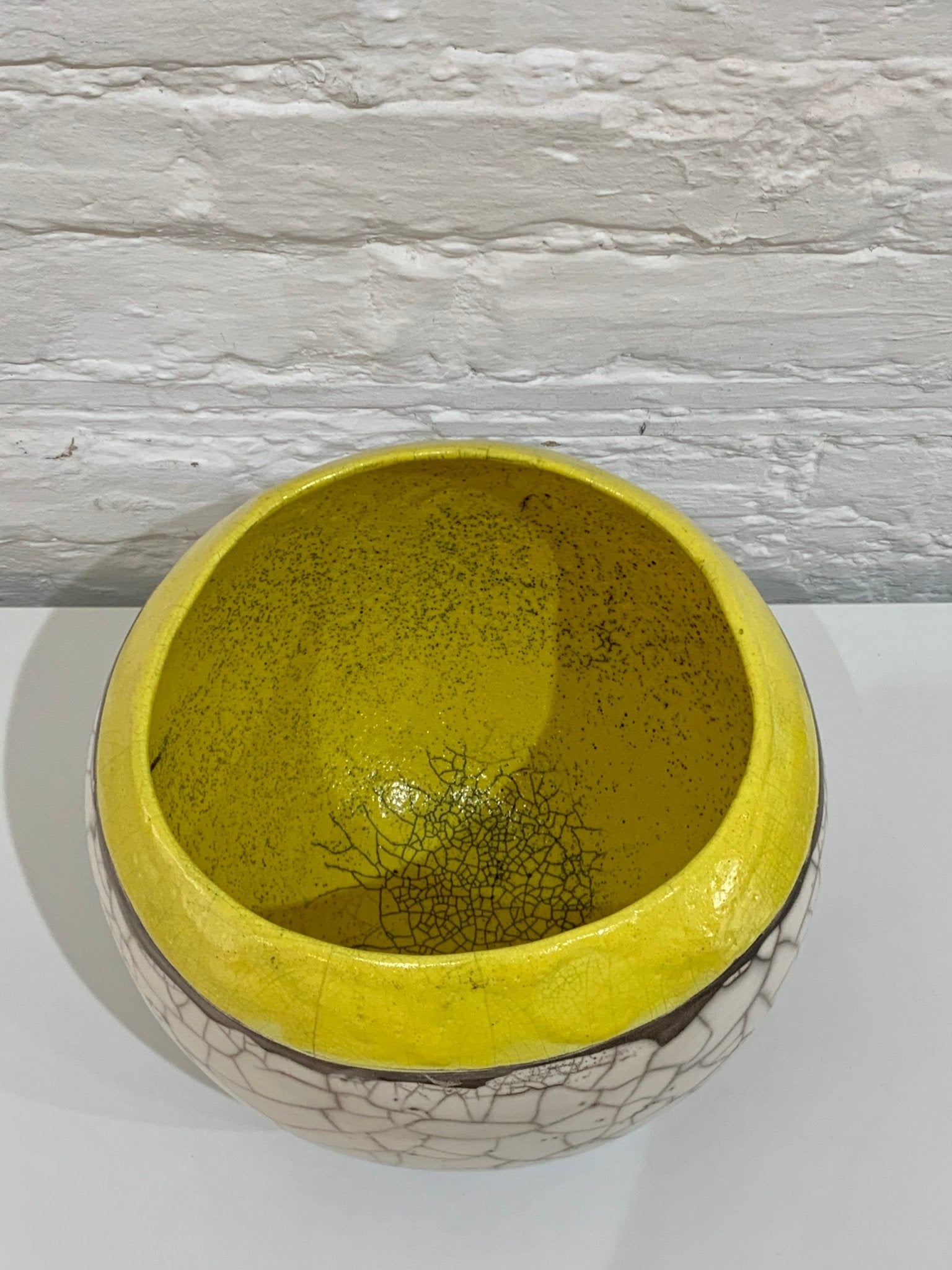 Large Round Yellow Sea & Cliffs Pot - Catherine Lucktaylor - Beside The Wave