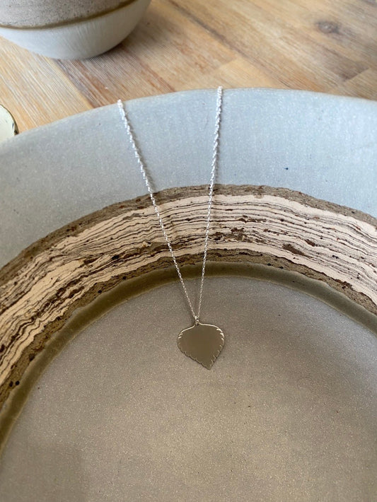 Large Silver Birch Leaf Necklace - Cat Birch - Beside The Wave