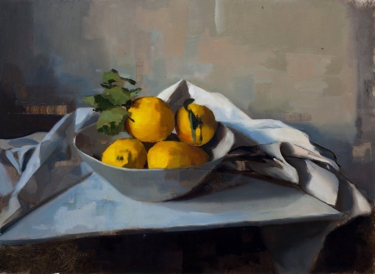 Lemons and Linen in Evening Light - Jon Doran - Beside The Wave