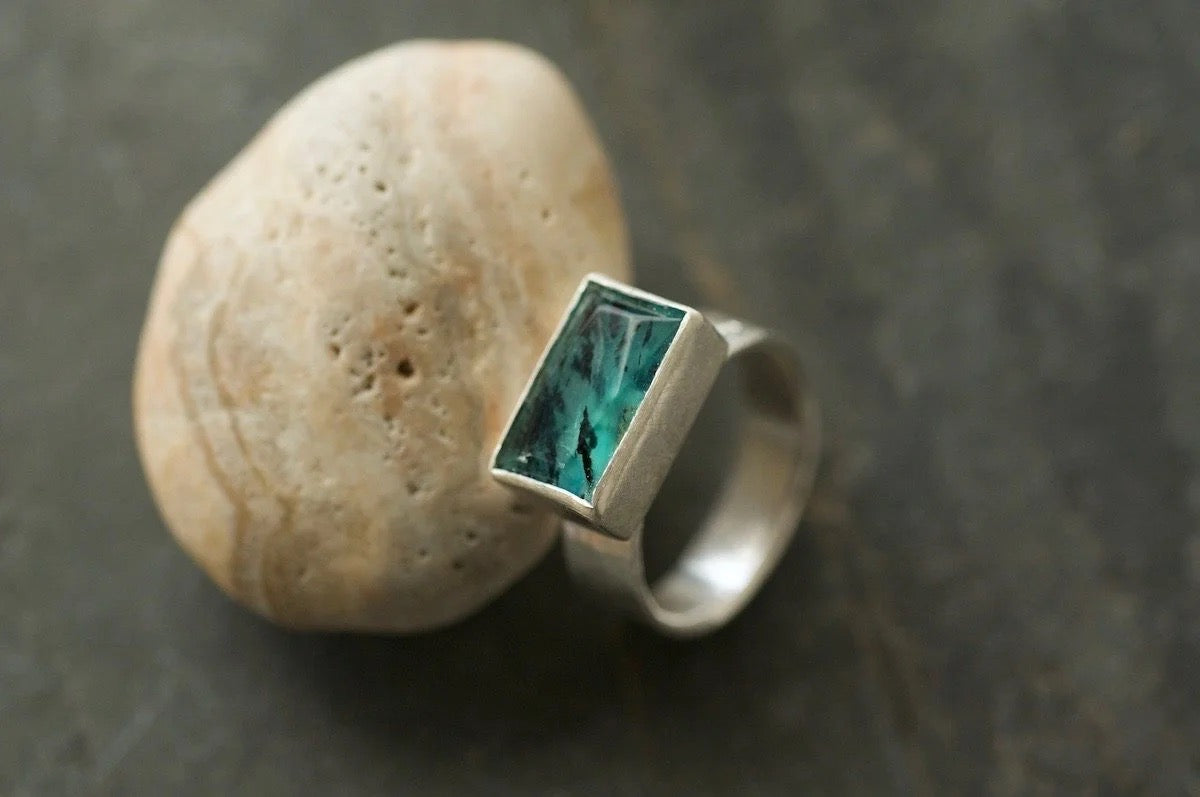 Peruvian Blue Opal Rock Pool Ring