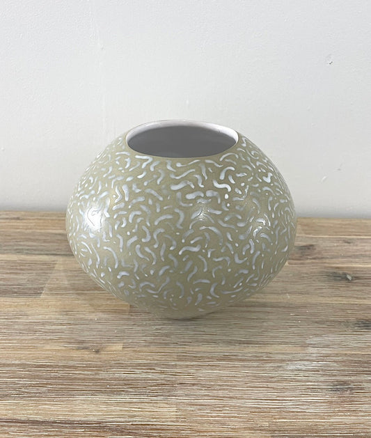 Medium Green Painted Glaze Wide Pot - Annie Hellyer - Beside The Wave