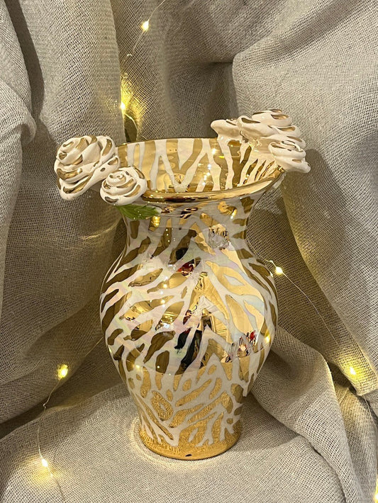 Medium Vase Gold (Zebra) - Mary - Rose Young - Beside The Wave