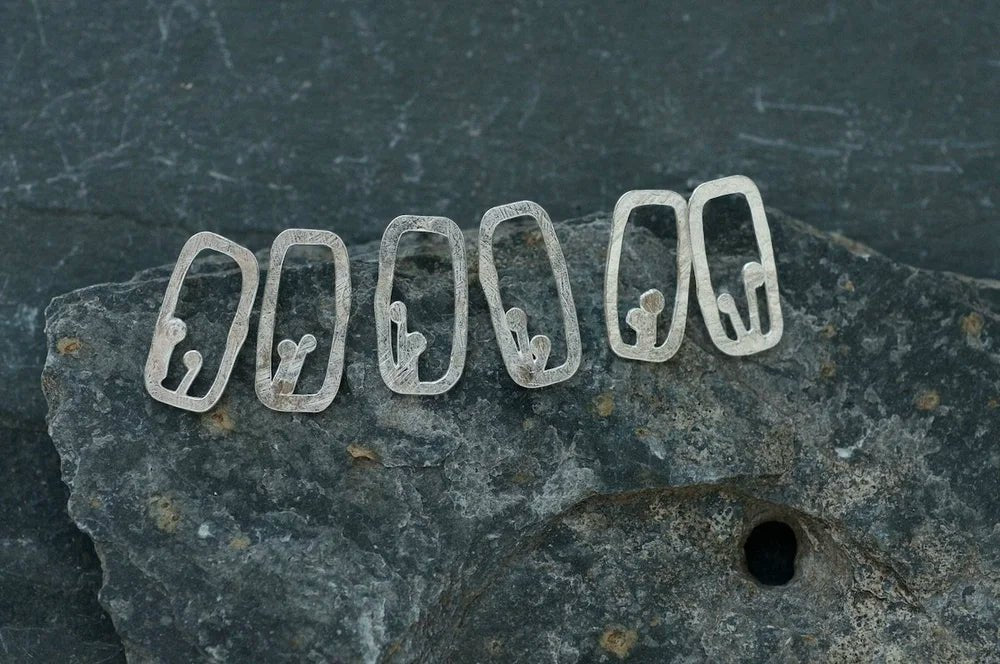 Mini monolith studs with lichen detail - Lucy Spink - Beside The Wave