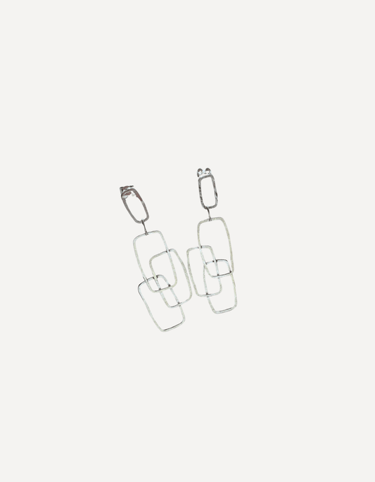 Monolith statement open rectangle drop earrings - Lucy Spink - Beside The Wave