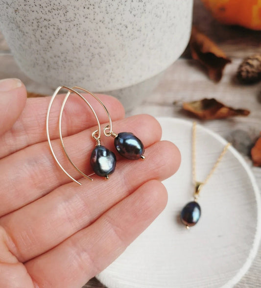 Peacock Baroque Pearl Gold - filled Earrings - Cat Birch - Beside The Wave