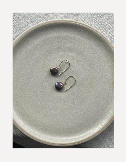 Peacock Coin Pearl Earrings - Cat Birch - Beside The Wave