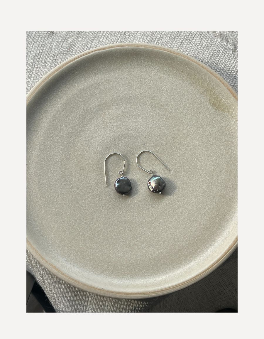 Peacock Coin Pearl Earrings - Cat Birch - Beside The Wave
