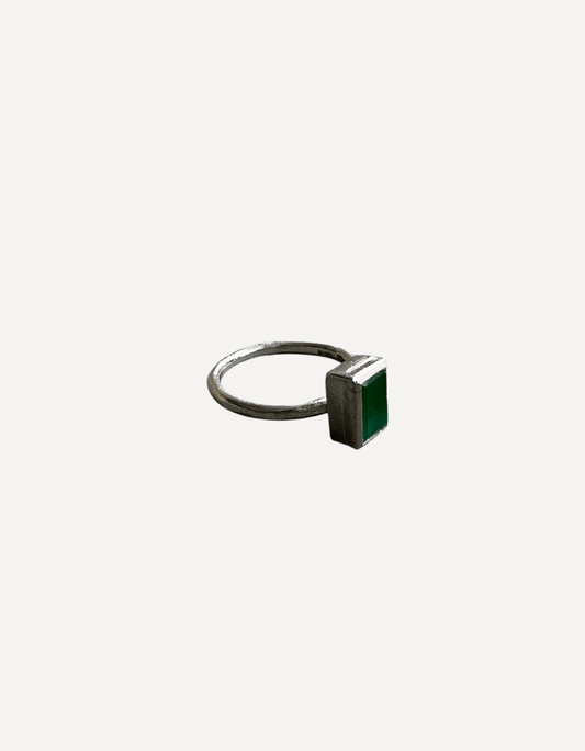 Peruvian Blue Opal Rectangle on Silver Ring - Lucy Spink - Beside The Wave