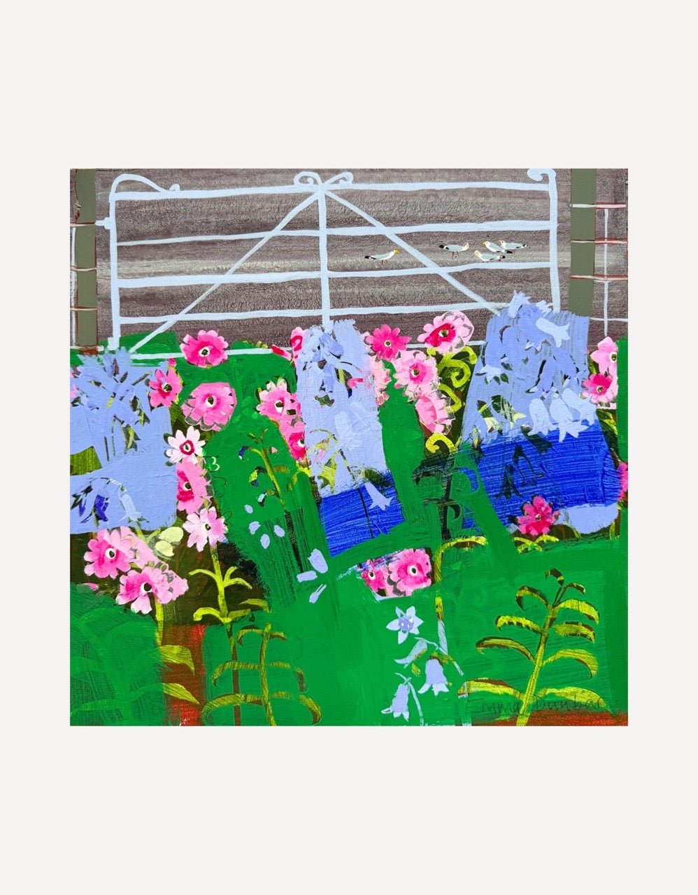 Pink Campions & Bluebells in a gateway-Emma Dunbar-Beside The Wave