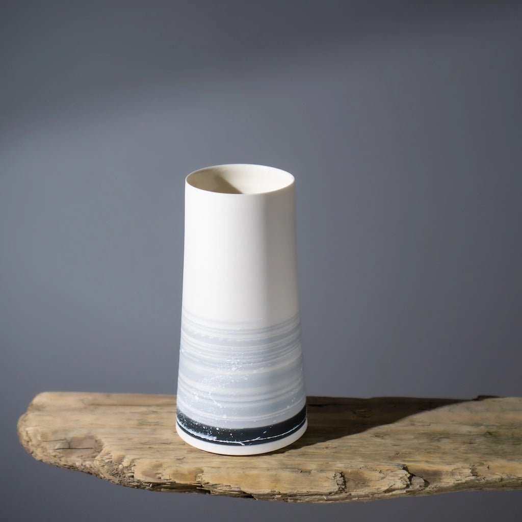 Porcelain Conical Vase (Winter Shore) - Steve Smith - Beside The Wave