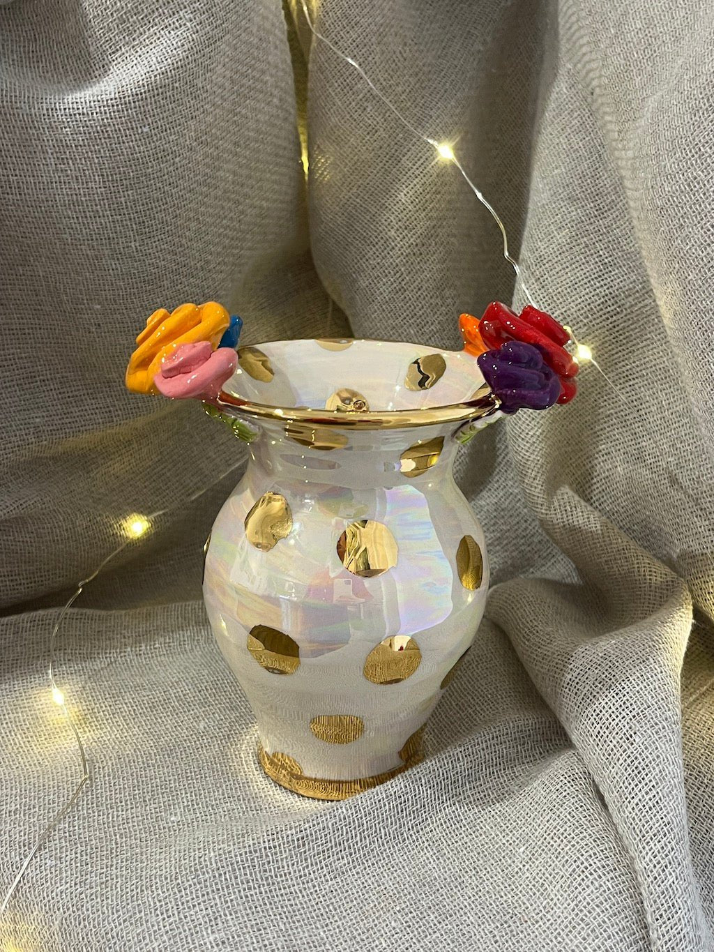 Posy Vase Gold (Polka) - Mary - Rose Young - Beside The Wave