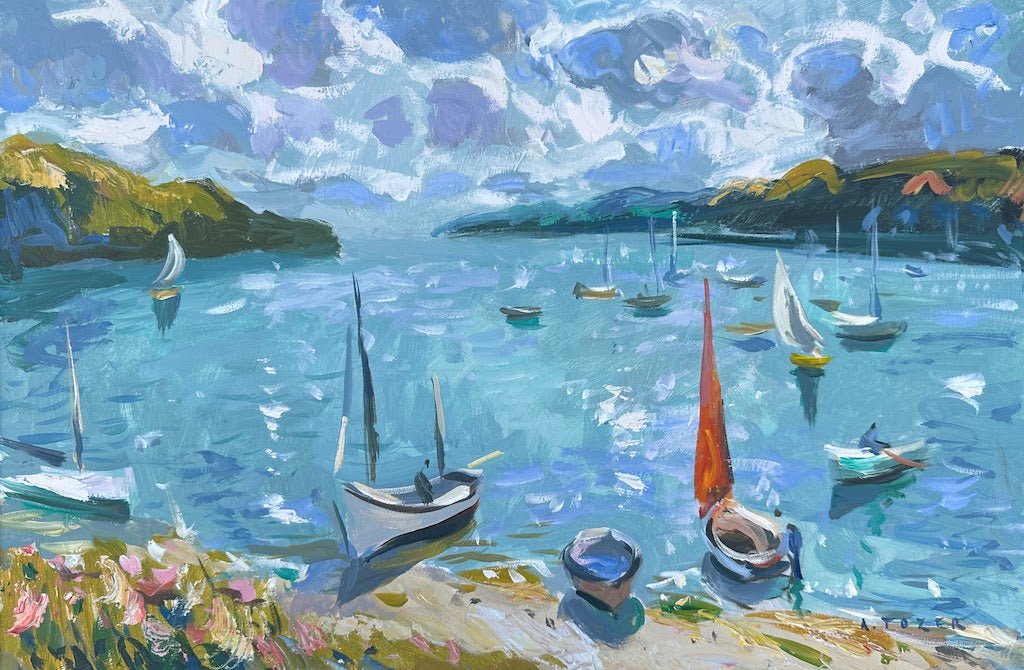 Ready to Sail, Blustery Morning, Helford Passage - Andrew Tozer - Beside The Wave