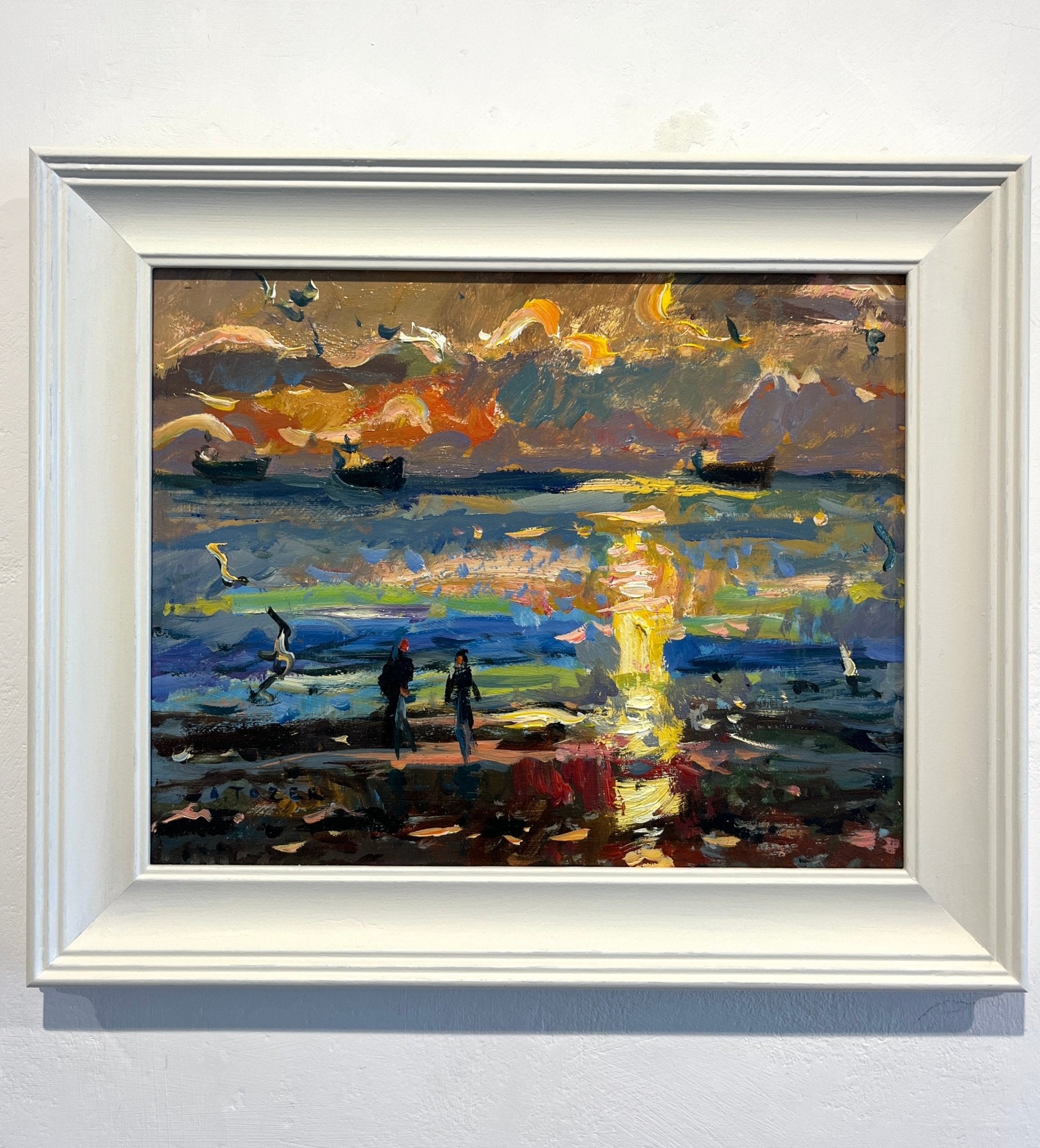 RESERVED Cornish Sunrise with Tankers and Gulls, Maenporth - Andrew Tozer - Beside The Wave