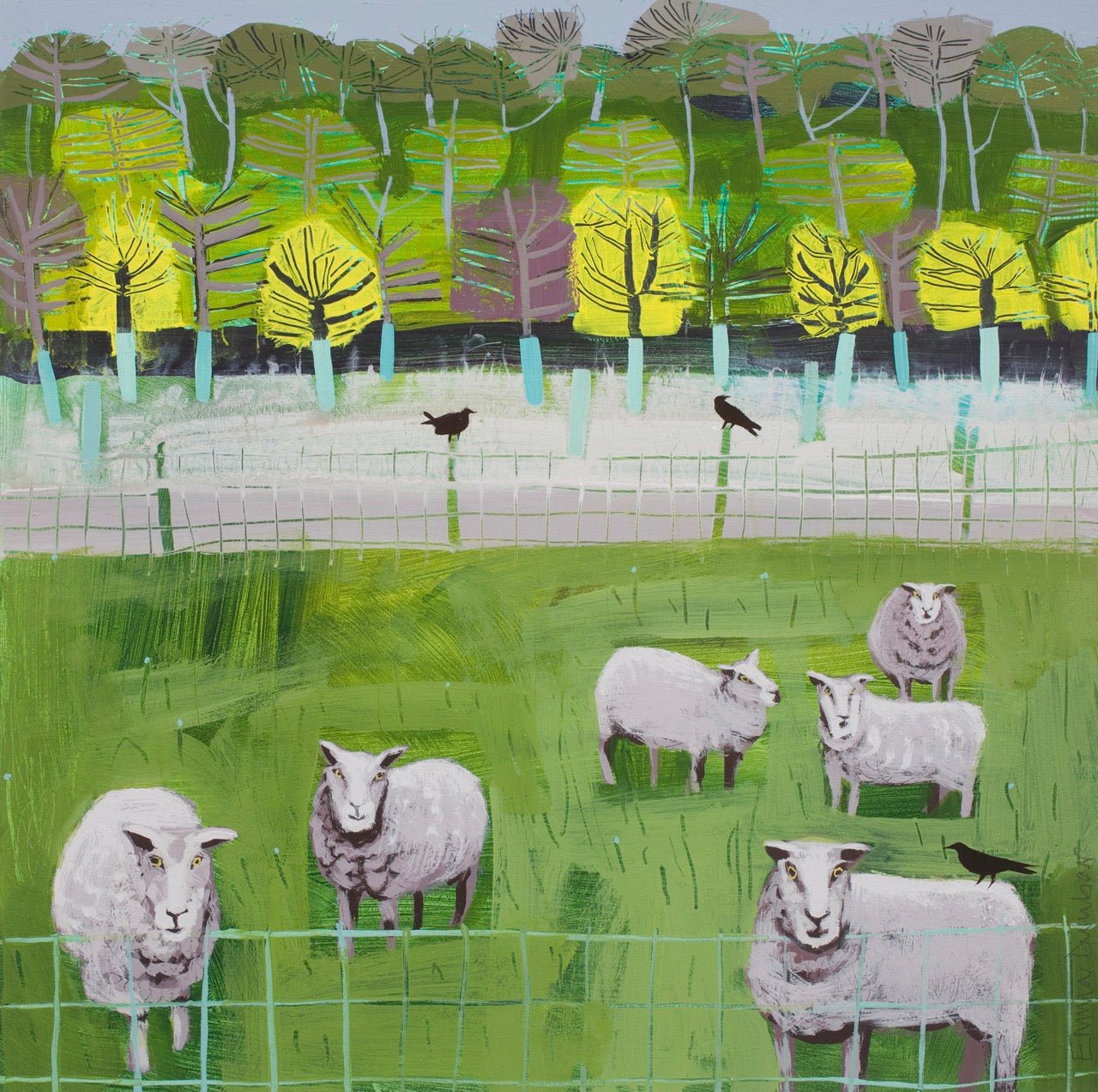 RESERVED Curious Sheep & Crows-Emma Dunbar-Beside The Wave