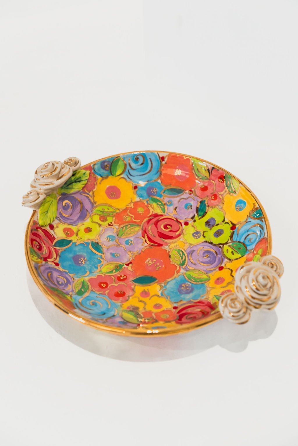 Rose Edged Dinner Plate - Mary - Rose Young - Beside The Wave