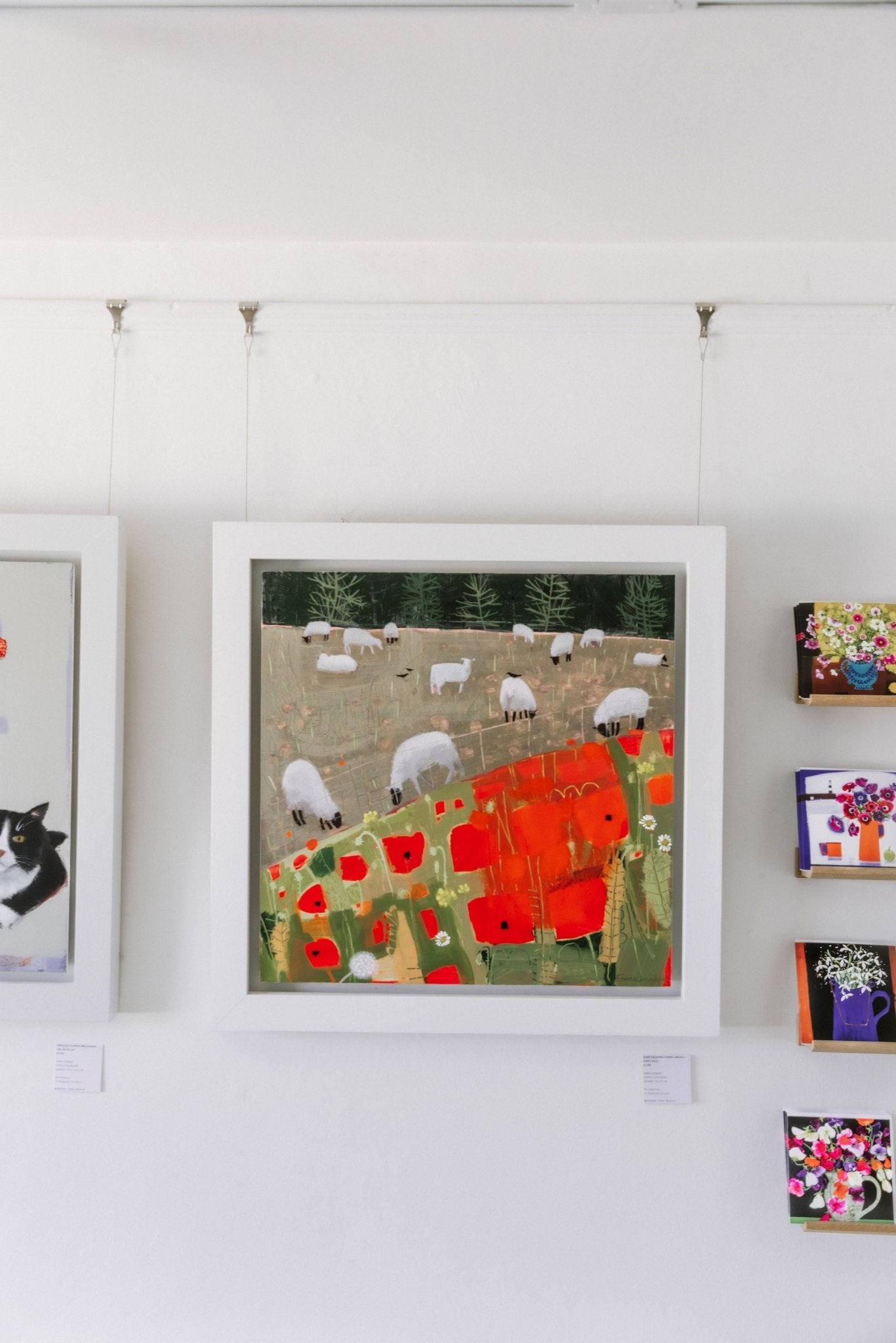 Sheep enjoying Turnips above a Poppy Field - Emma Dunbar - Beside The Wave
