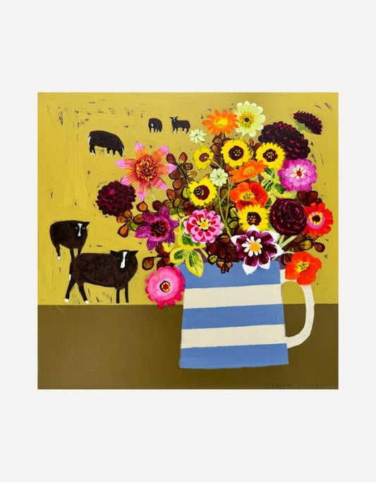 Sheep with White Noses and my Summer Flowers - Emma Dunbar - Beside The Wave