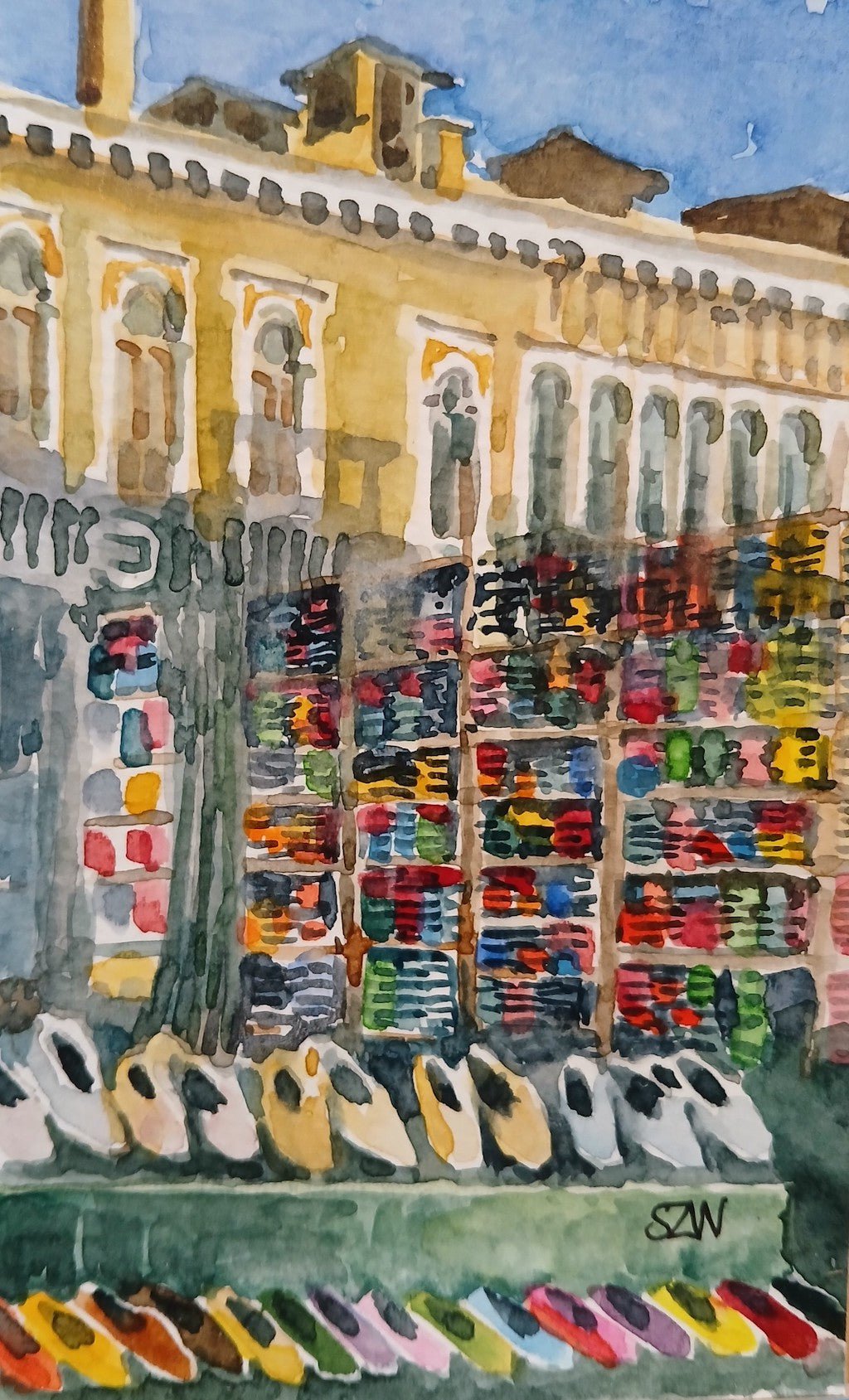 Shoe Shop Reflections - Sarah Wimperis - Beside The Wave