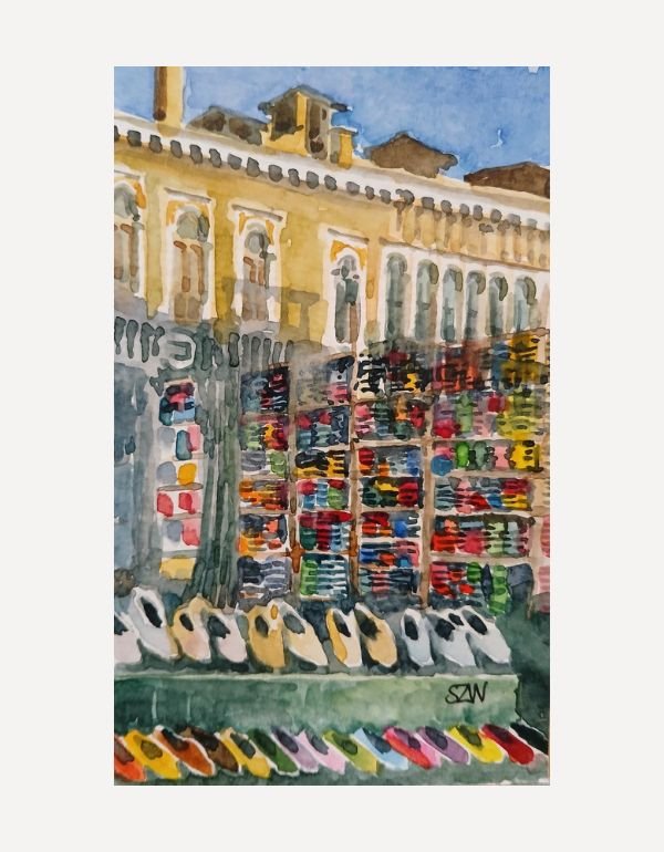 Shoe Shop Reflections - Sarah Wimperis - Beside The Wave