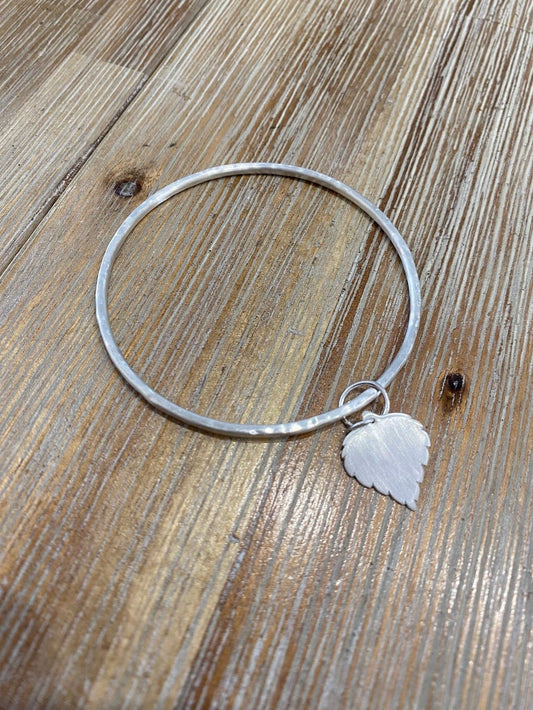 Silver Birch Leaf Bangle (Small) - Cat Birch - Beside The Wave