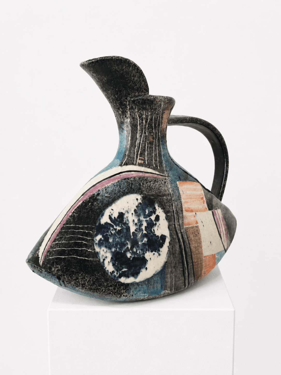 Small blue/black Rocking jug-Paul Jackson-Beside The Wave