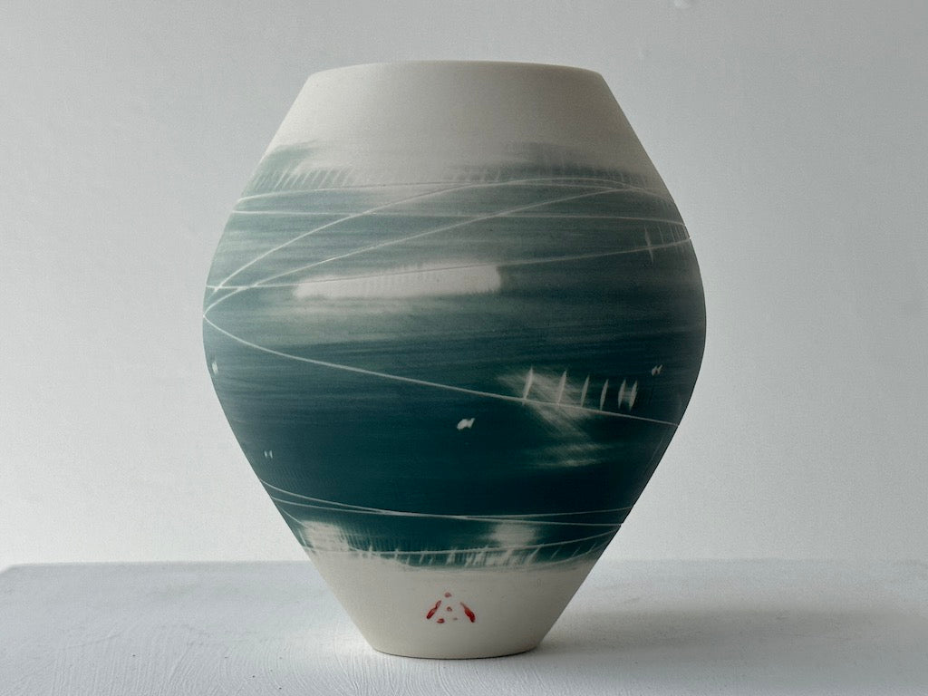 Small Oval Pot, Two Teals - Ali Tomlin - Beside The Wave
