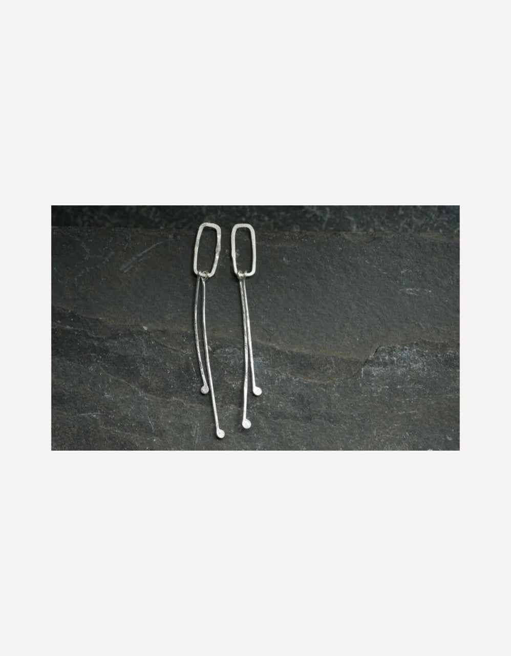 Small Rectangle Double Drop Stud Earrings-Lucy Spink-Beside The Wave