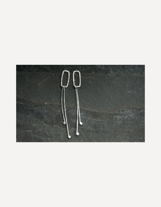 Small Rectangle Double Drop Stud Earrings-Lucy Spink-Beside The Wave