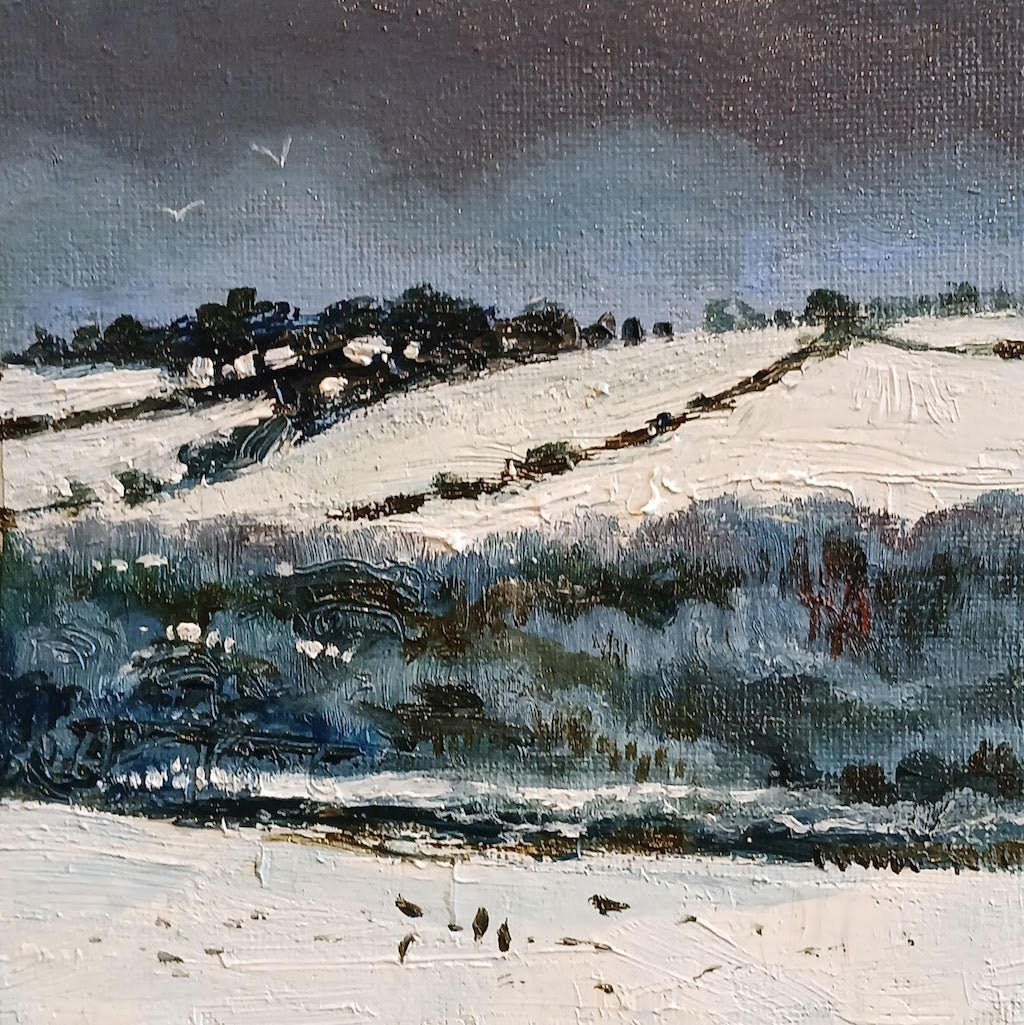 Snow Fields with Gulls and Crows - Sarah Wimperis - Beside The Wave