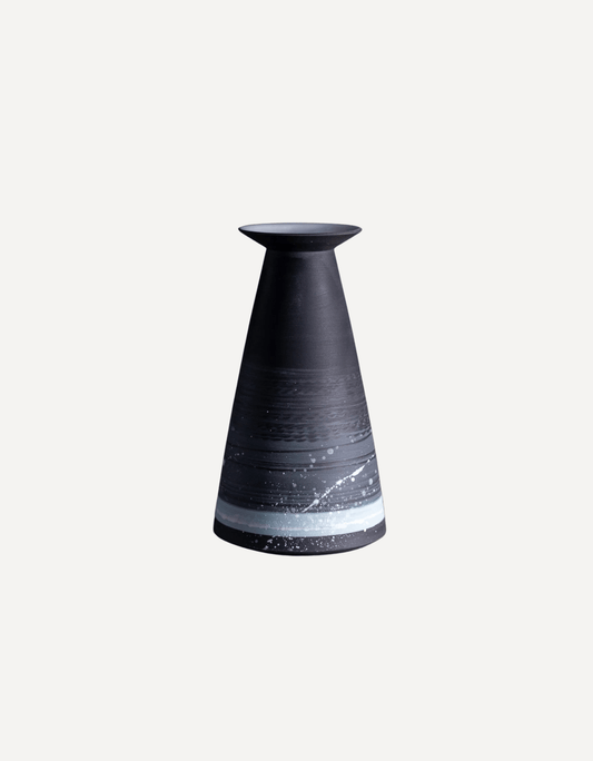 Stubby Black Porcelain Budvase with Flared Neck - Steve Smith - Beside The Wave
