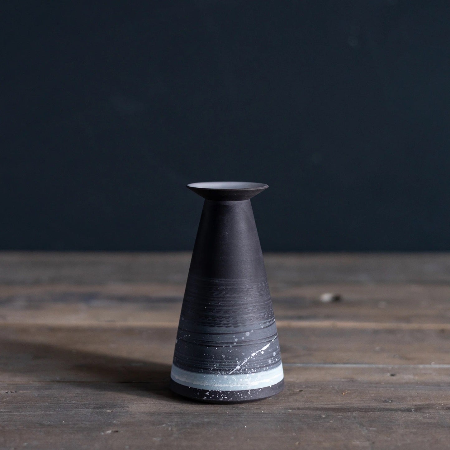 Stubby Black Porcelain Budvase with Flared Neck - Steve Smith - Beside The Wave