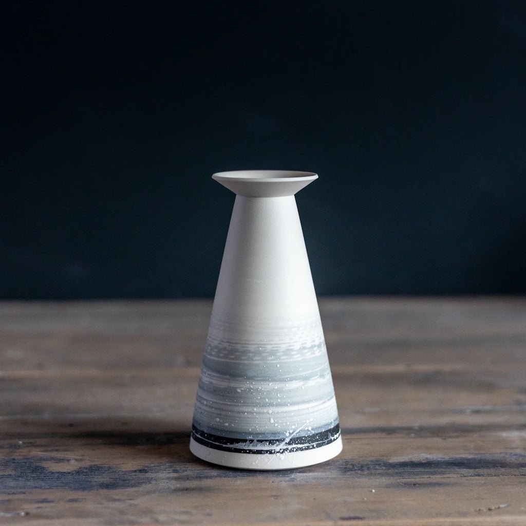 Stubby Porcelain Budvase with Flared Neck (Winter Shore) - Steve Smith - Beside The Wave