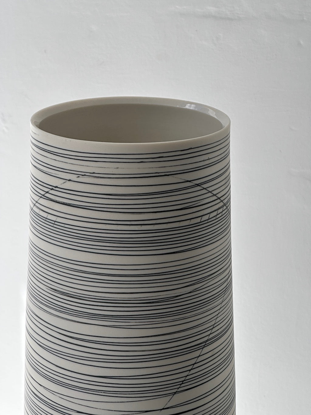 Tall Cylinder Vase, Black Lines - Ali Tomlin - Beside The Wave