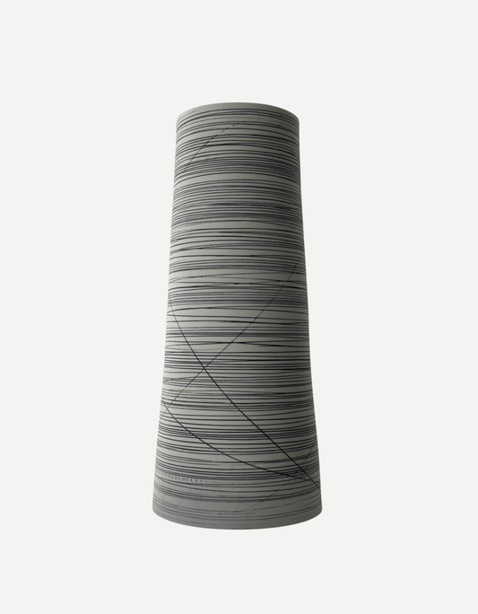 Tall Cylinder Vase, Black Lines - Ali Tomlin - Beside The Wave