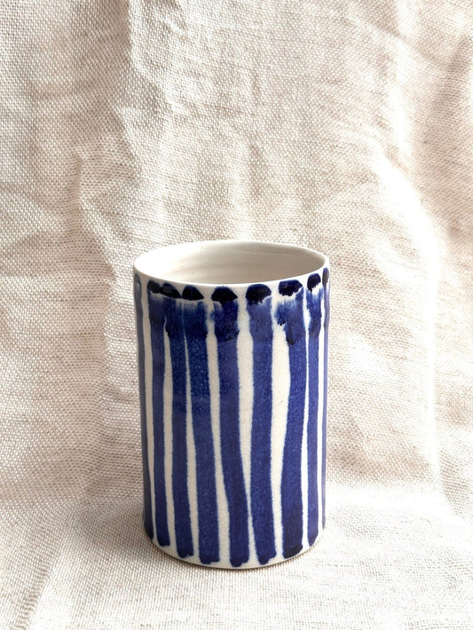 Tall Vase (Cobalt Stripe) - Emily Tapp - Beside The Wave